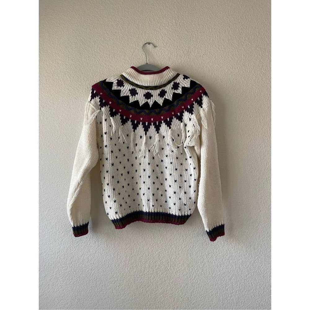 Vintage mock‎ neck sweater with fringe